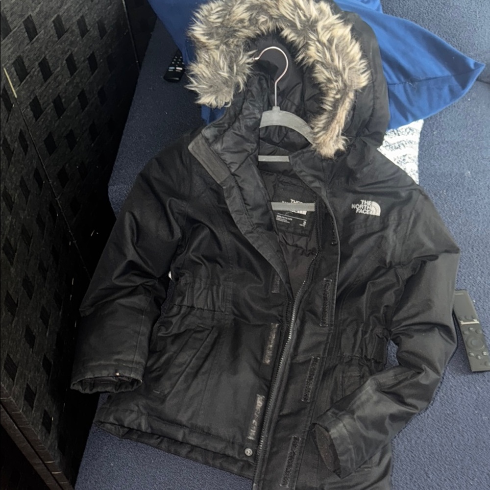 The North Face Black Kids Jacket with Faux Fur Hood